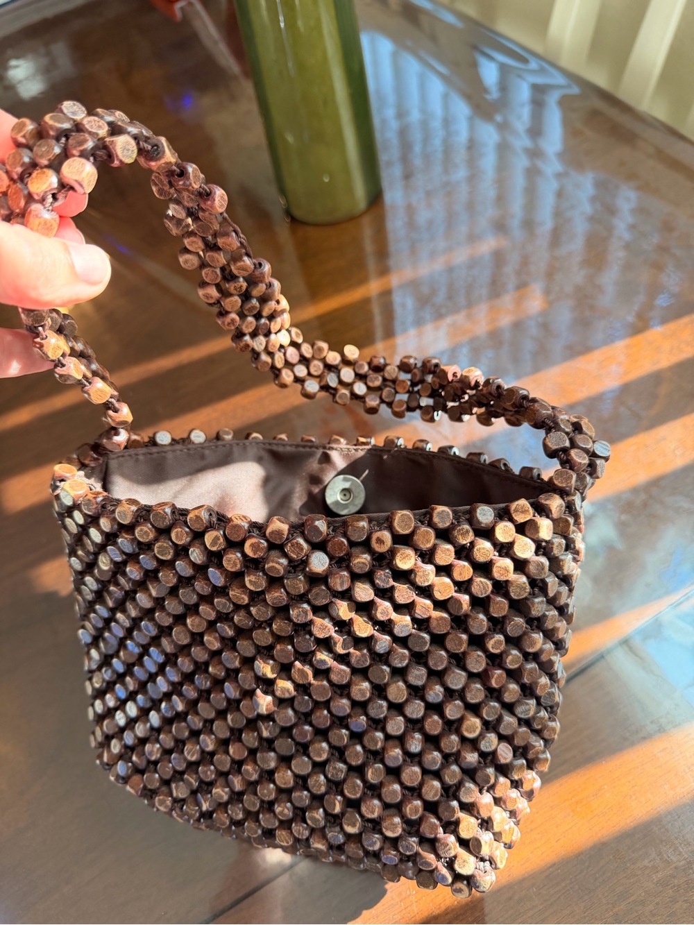 Vintage The Sak Wooden Beaded Shoulder Bag | Boho Statement Purse